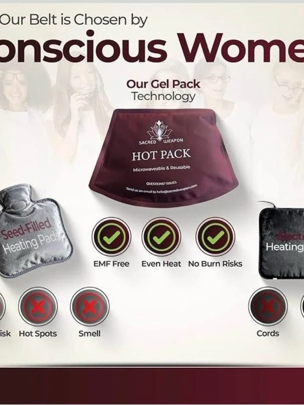 NEW - Microwavable Heating Pad for Period Cramps, PMS & Bloating, Wearable